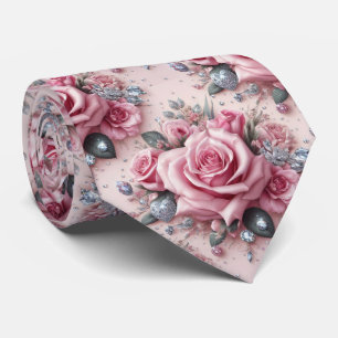 Corbata de Lujo para Boda Rosas Rosadas y Diaman