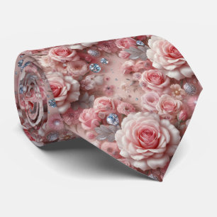 Corbata de Lujo para Boda Rosas Rosadas y Diaman