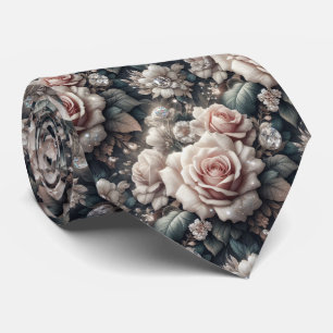 Corbata de Lujo para Boda Rosas Rosadas y Diaman