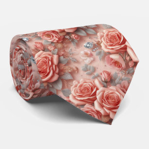 Corbata de Lujo para Boda Rosas Rosadas y Diaman