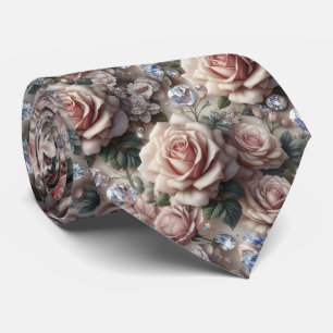 Corbata de Lujo para Boda Rosas Rosadas y Diaman