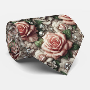 Corbata de Lujo para Boda Rosas Rosadas y Diaman
