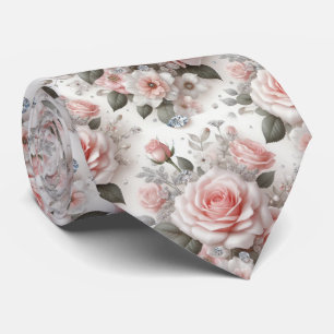 Corbata de Lujo para Boda Rosas Rosadas y Diaman