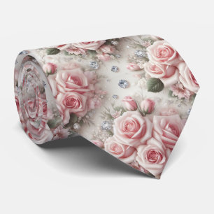 Corbata de Lujo para Boda   Rosas Rosadas y Diaman