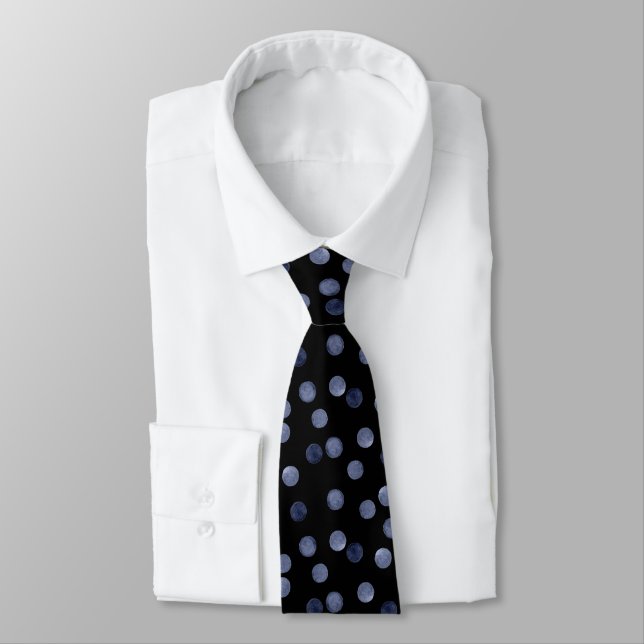 Corbata de lunares azul acuarela (Atado)