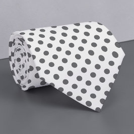 Corbata de lunares mini grises sobre blanco