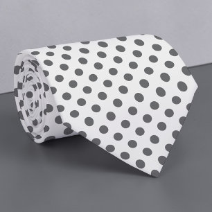 Corbata de lunares mini grises sobre blanco