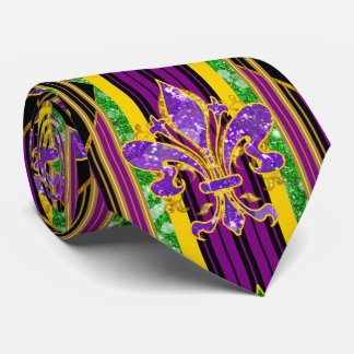 Corbata de Mardi Gras con gran franja dorada de fl