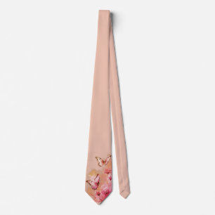 Corbata de mariposa y floral rosa rubor
