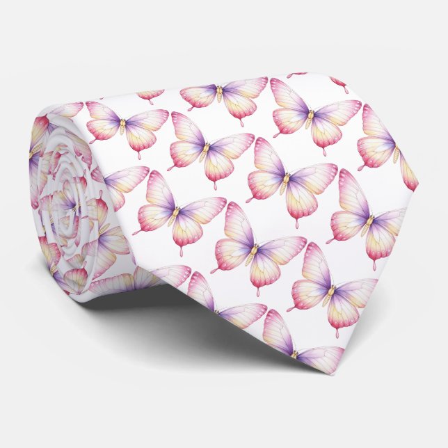 Corbata de Mariposas Blancas (Enrollado)