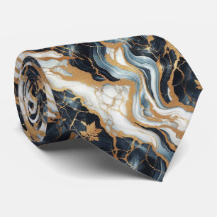 Corbata de mármol azul, blanco y dorado profesiona