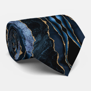 Corbata de mármol azul naví dorado ágata con brill