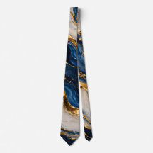 Corbata de mármol azul y dorado de lujo elegante