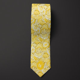 Corbata de Monograma Amarillo Crema para Padrino