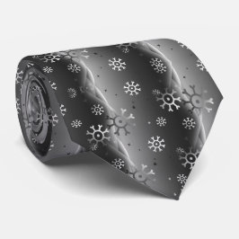 Corbata de Navidad con copo de nieve plateado para