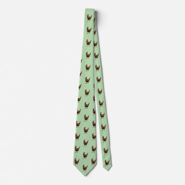 Corbata de Navidad de Faisán Festivo, diseño único (Anverso)