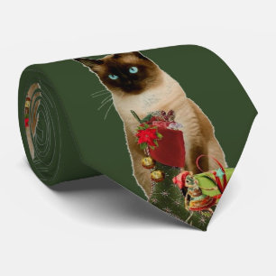 Corbata de Navidad de gato siamés lindo