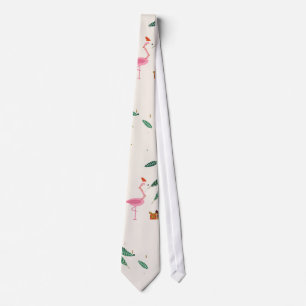 Corbata de Navidad Flamingo Noël Crema