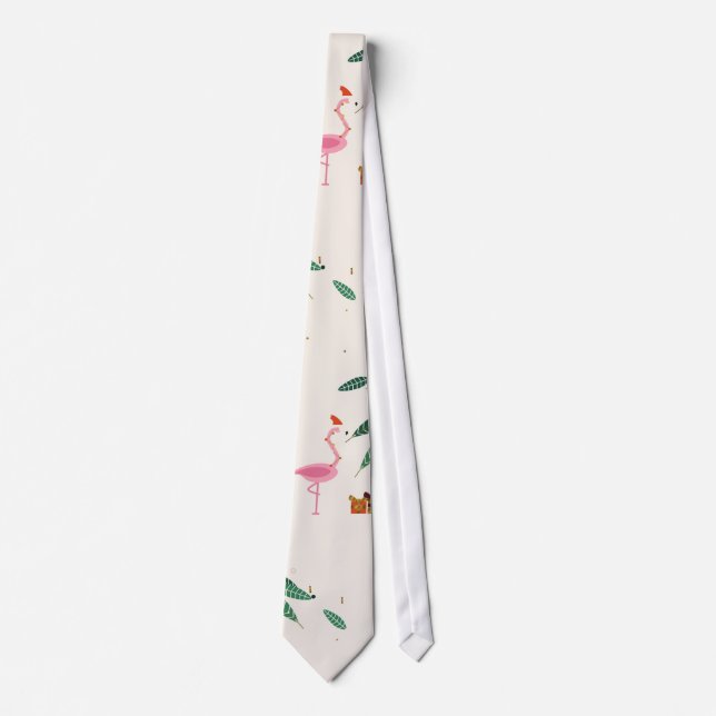 Corbata de Navidad Flamingo Noël Crema (Anverso)