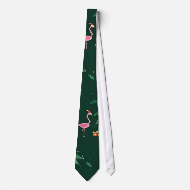 Corbata de Navidad Flamingo Noël Esmeralda (Anverso)