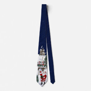 Corbata de Navidad Retro Santa Trineo la Oficina