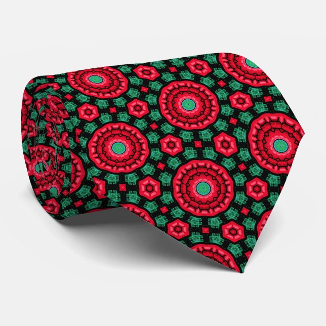 Corbata de Navidad Roja y Verde con Estrellas (Enrollado)