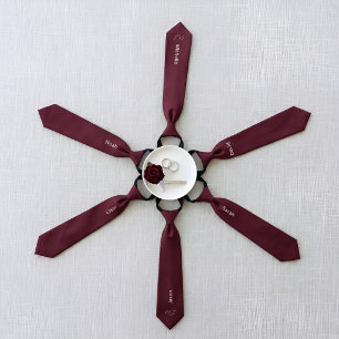 Corbata de nombre personalizado Burgundy y rosa Bu