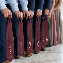 Corbata de nombre personalizado Burgundy y rosa Bu