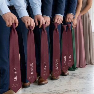 Corbata de nombre personalizado Burgundy y rosa Bu