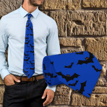 Corbata de Novedad Azul de Noche de Murciélagos Vo