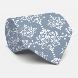 Corbata de Novio Azul Polvoriento con Estampado Fl