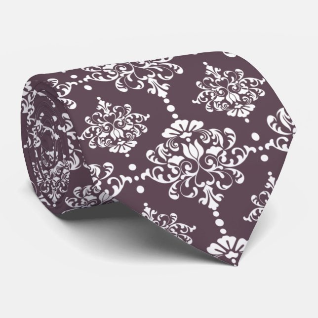 Corbata de novio con estampado de damasco floral e (Enrollado)