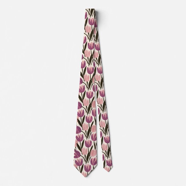 Corbata de novio padre con estampado de tulipán Fl (Anverso)
