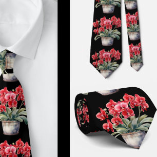 Corbata de orquídea roja