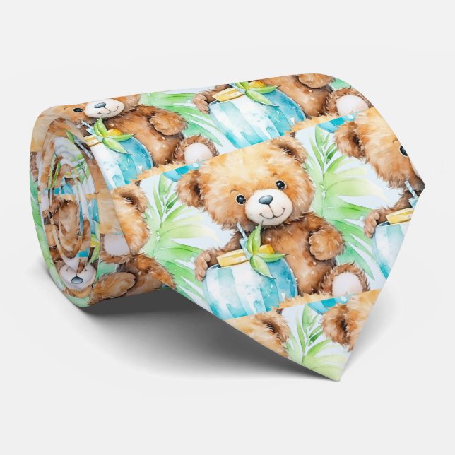 Corbata de osito de peluche azul (Enrollado)