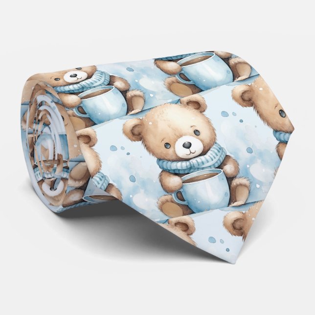 Corbata de osito de peluche azul (Enrollado)