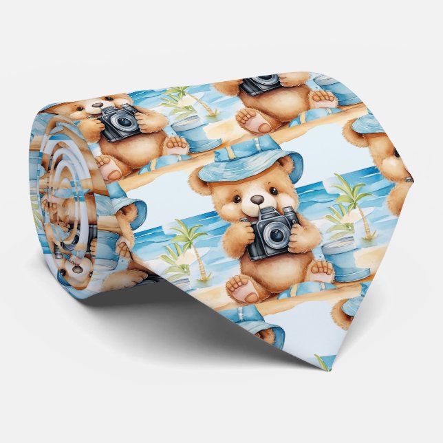 Corbata de osito de peluche azul (Enrollado)