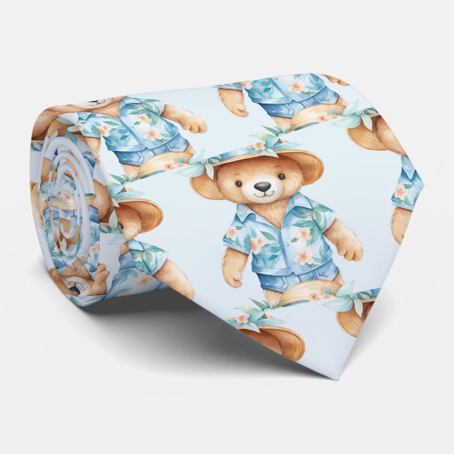 Corbata de osito de peluche azul (Enrollado)