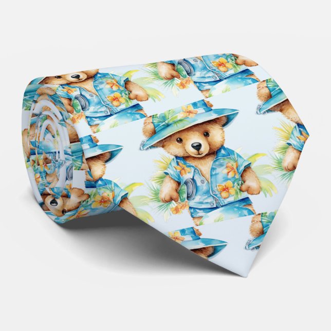 Corbata de osito de peluche azul (Enrollado)