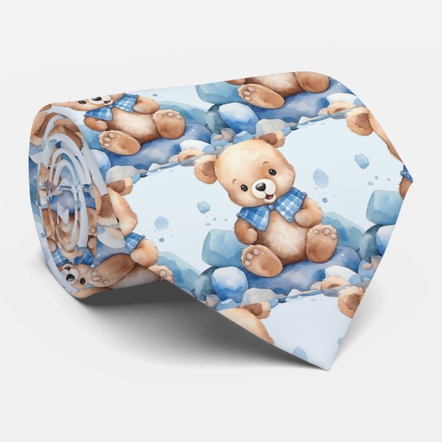 Corbata de osito de peluche azul (Enrollado)