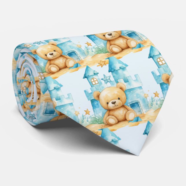 Corbata de osito de peluche azul (Enrollado)