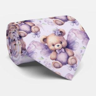 Corbata de osito de peluche púrpura lila