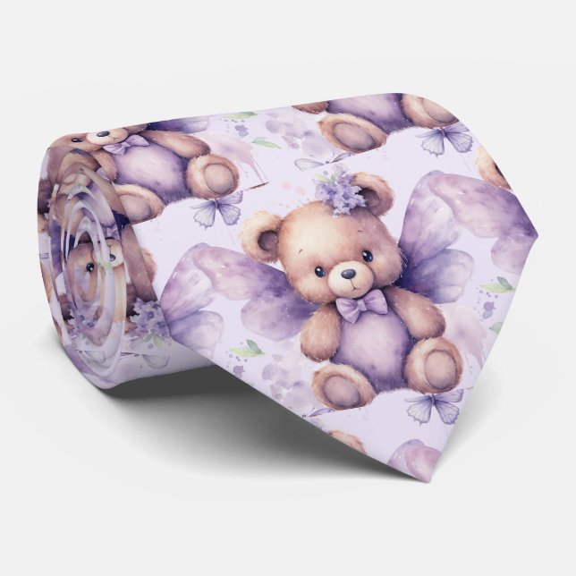 Corbata de osito de peluche púrpura lila (Enrollado)