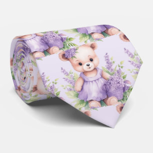 Corbata de osito de peluche púrpura lila