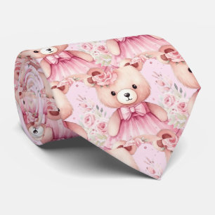 Corbata de osito de peluche rosa