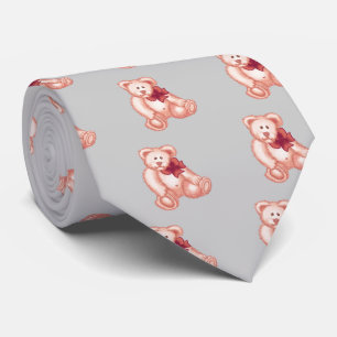 Corbata de osito rosa para bebé niña