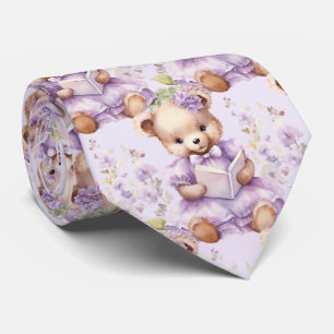 Corbata de Oso de Peluche Morado Lila