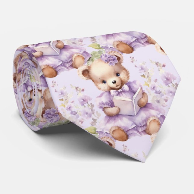 Corbata de Oso de Peluche Morado Lila (Enrollado)