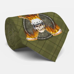 Corbata de palos de hockey en llamas (oscuro)