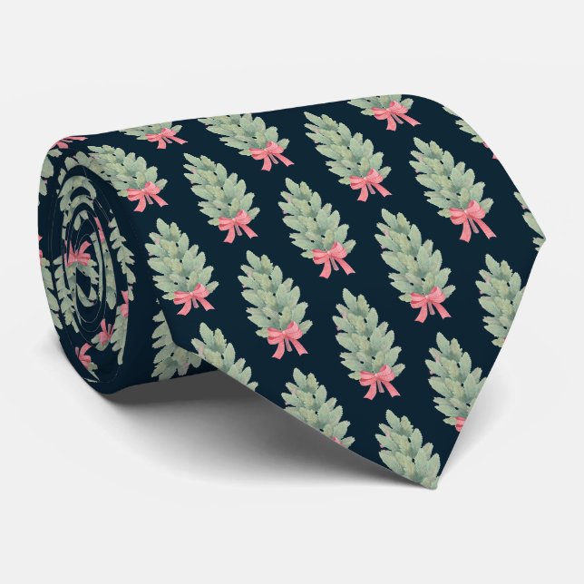Corbata de patrón de árbol de Navidad de hoja pere (Enrollado)